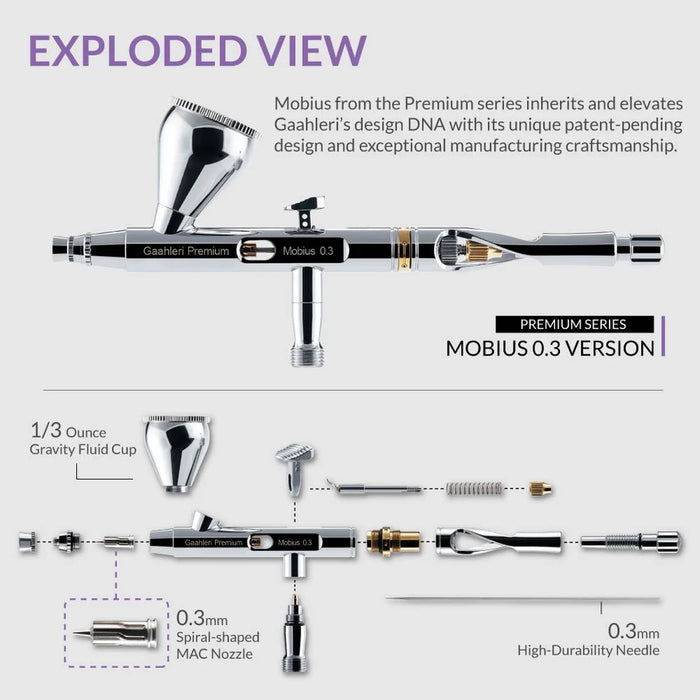 Gaahleri Premium Series Mobius 0.3mm Airbrush