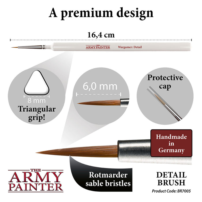 The Army Painter Wargamer: Character Brush - Fine Detail Paint Brush Set  with Rotmarder Sable Hair - Small Paint Brush, Model Paint Brush, Fine Tip